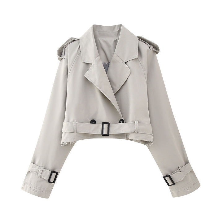 Women’s Stylish Short Double-Breasted Trench Coat