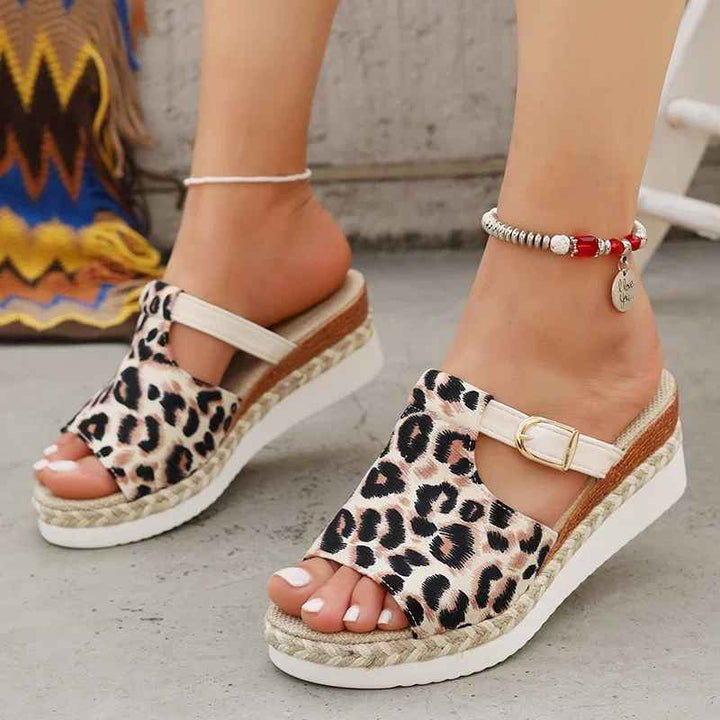 Leopard Print Wedge Sandals