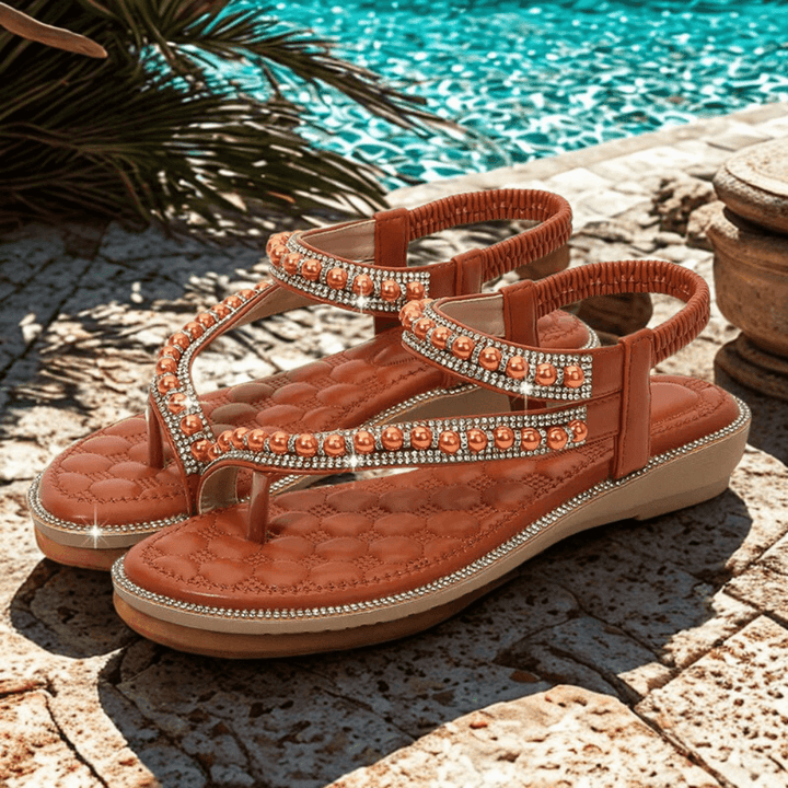 Sandalias planas Lunara con perlas de cristal