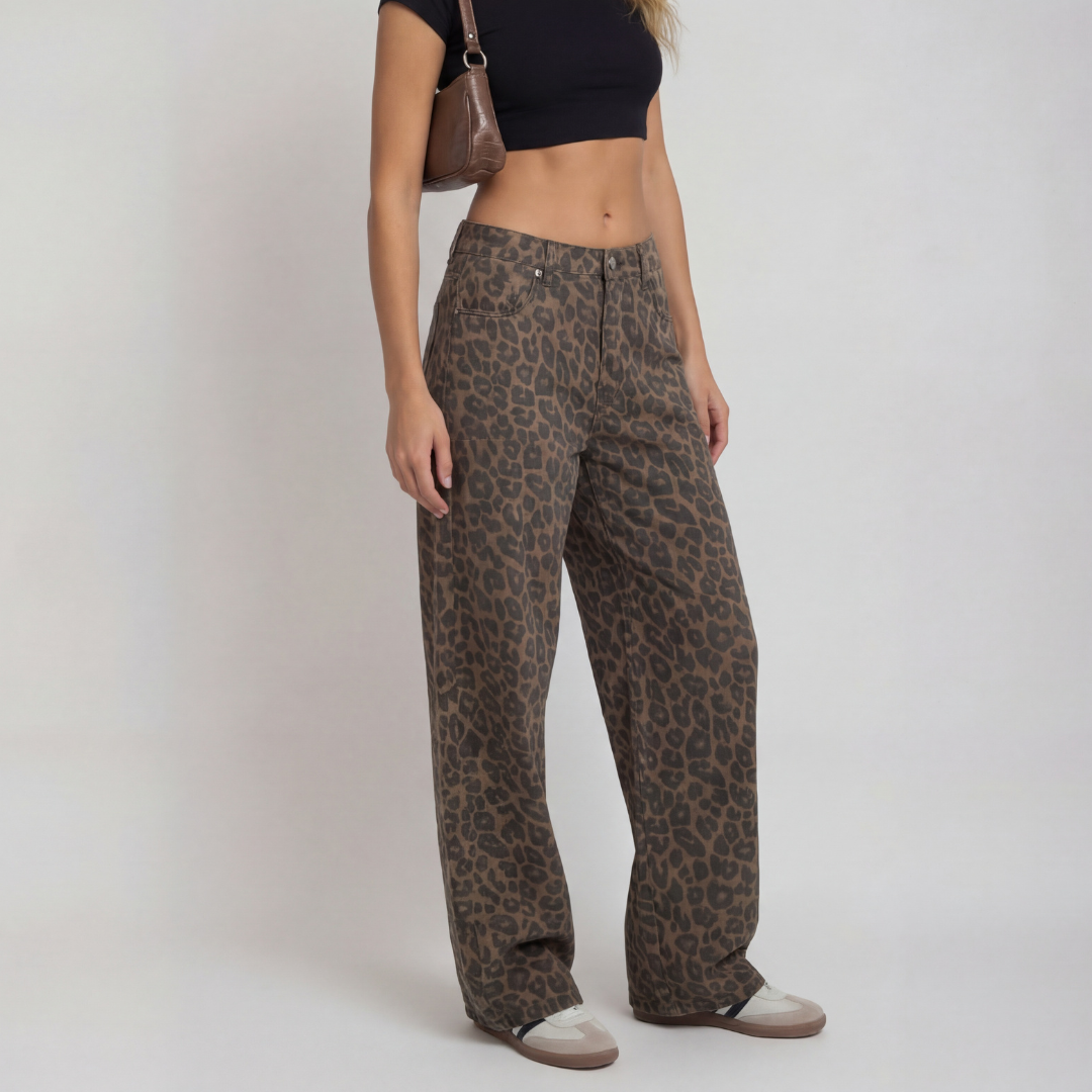 Leopard Print Wide Leg Pants
