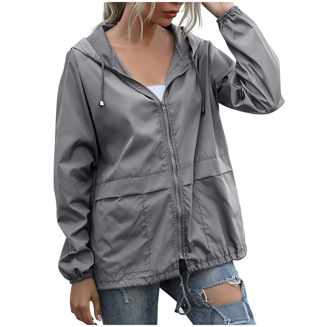 Women’s Casual Hooded Zip-Up Windbreaker Jacket