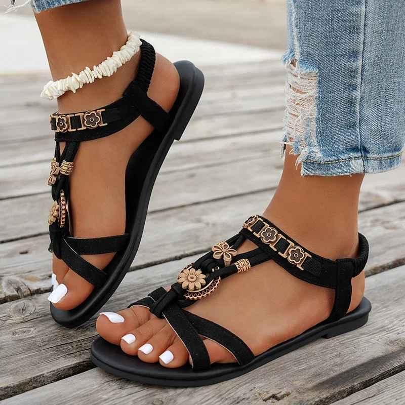 Flower Beaded Bohemian Sandals