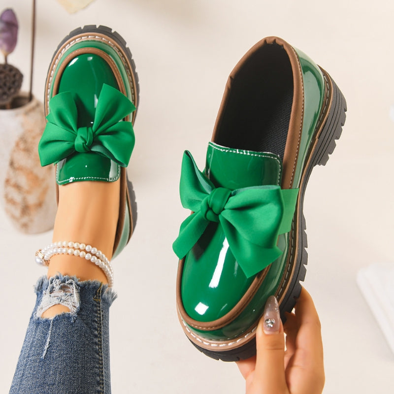 Lucente Bowknot Real Leather Loafers