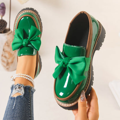 Lucente Bowknot Real Leather Loafers
