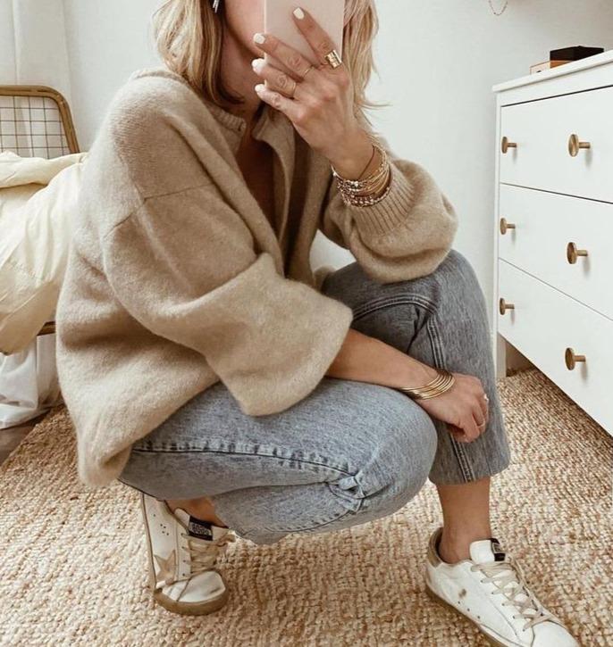 Button Cardigan with Loose Fit for Women
