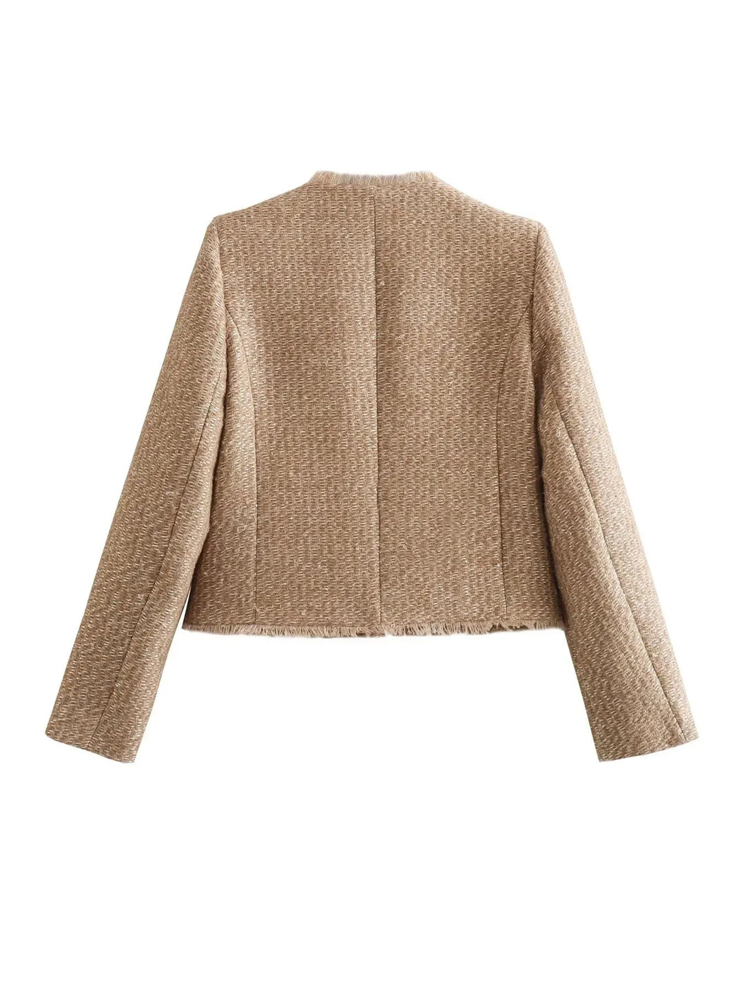 Short Tweed Blazer Jacket with Buttons for Women