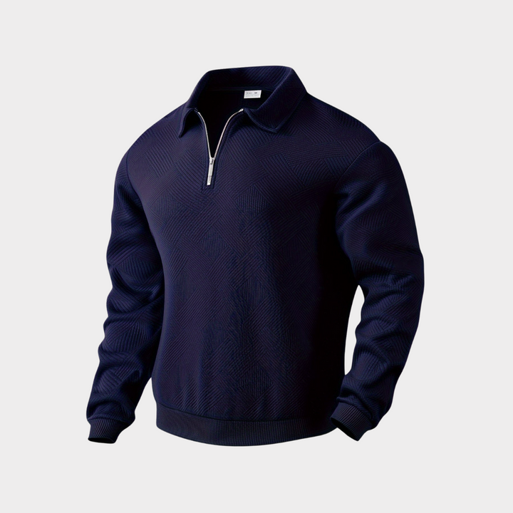 Men’s Casual Textured Design Half Zip Sweater