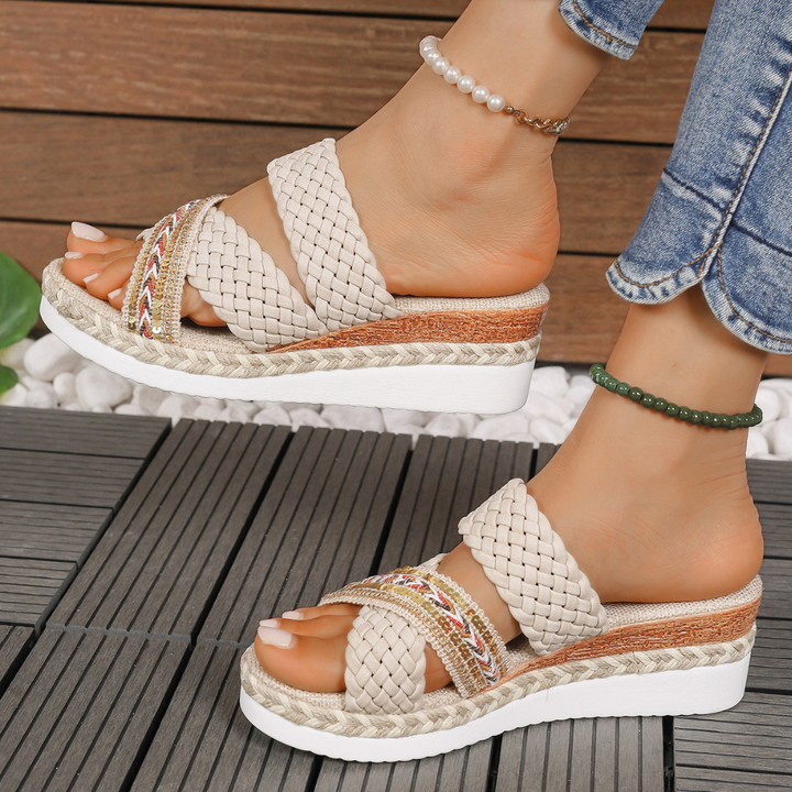 Sandalias ortopédicas Toscana con cuña y puntera abierta