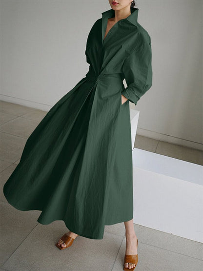 Maxivestido camisero entallado para mujer