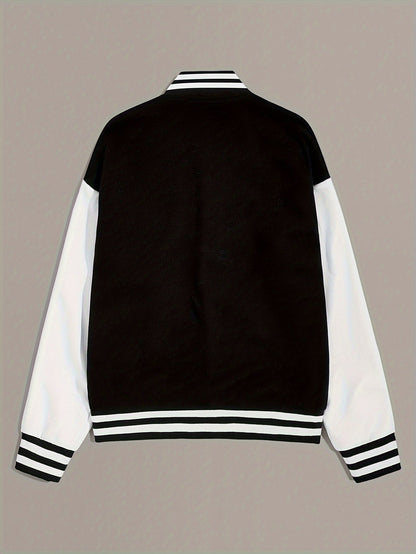 Women’s Casual Oversized Varsity Bomber Jacket