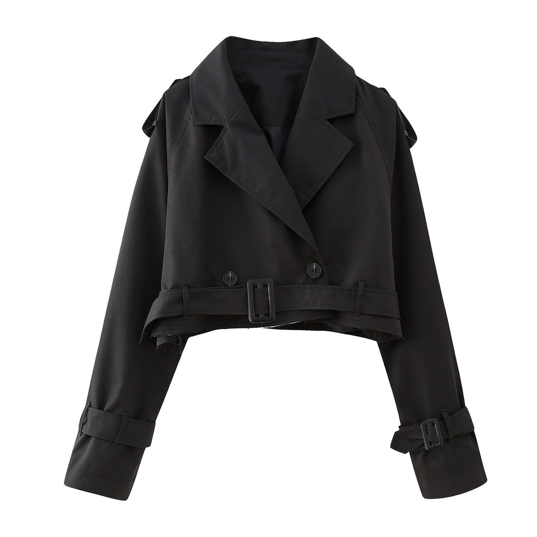 Women’s Stylish Short Double-Breasted Trench Coat