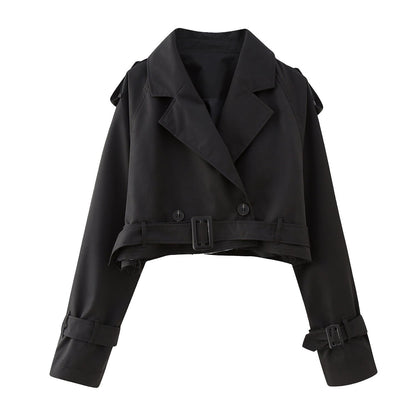 Women’s Stylish Short Double-Breasted Trench Coat