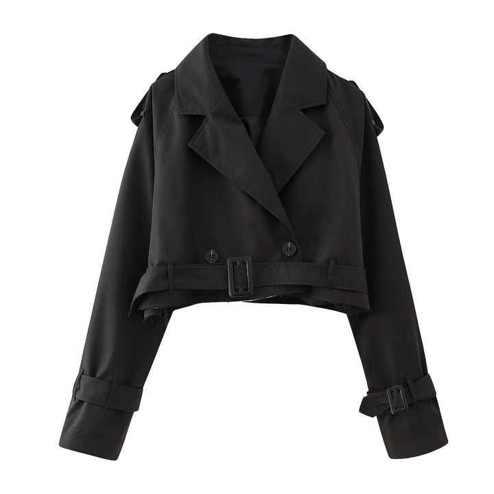 Women’s Stylish Short Double-Breasted Trench Coat
