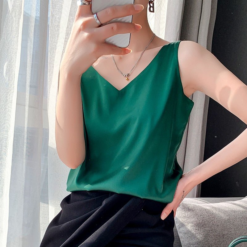 Women’s Classic Relaxed Fit Draped Satin Tanks
