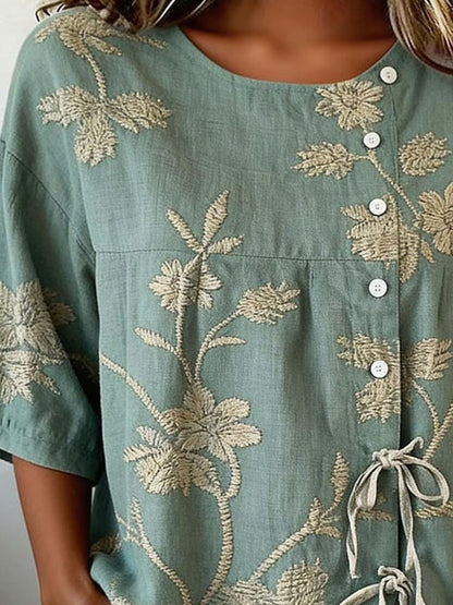 Women'S Floral Art Printed Casual Shirt