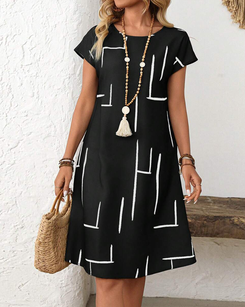 Ainee – Summer Dress with Round Neckline and Print