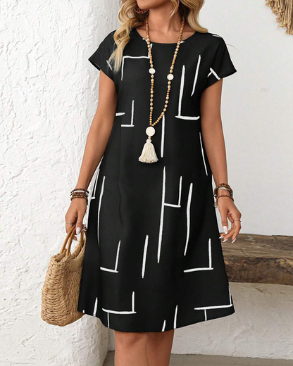 Ainee – Summer Dress with Round Neckline and Print