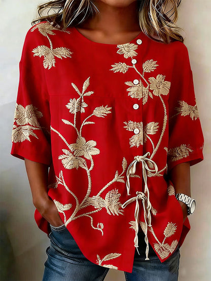 Women'S Floral Art Printed Casual Shirt