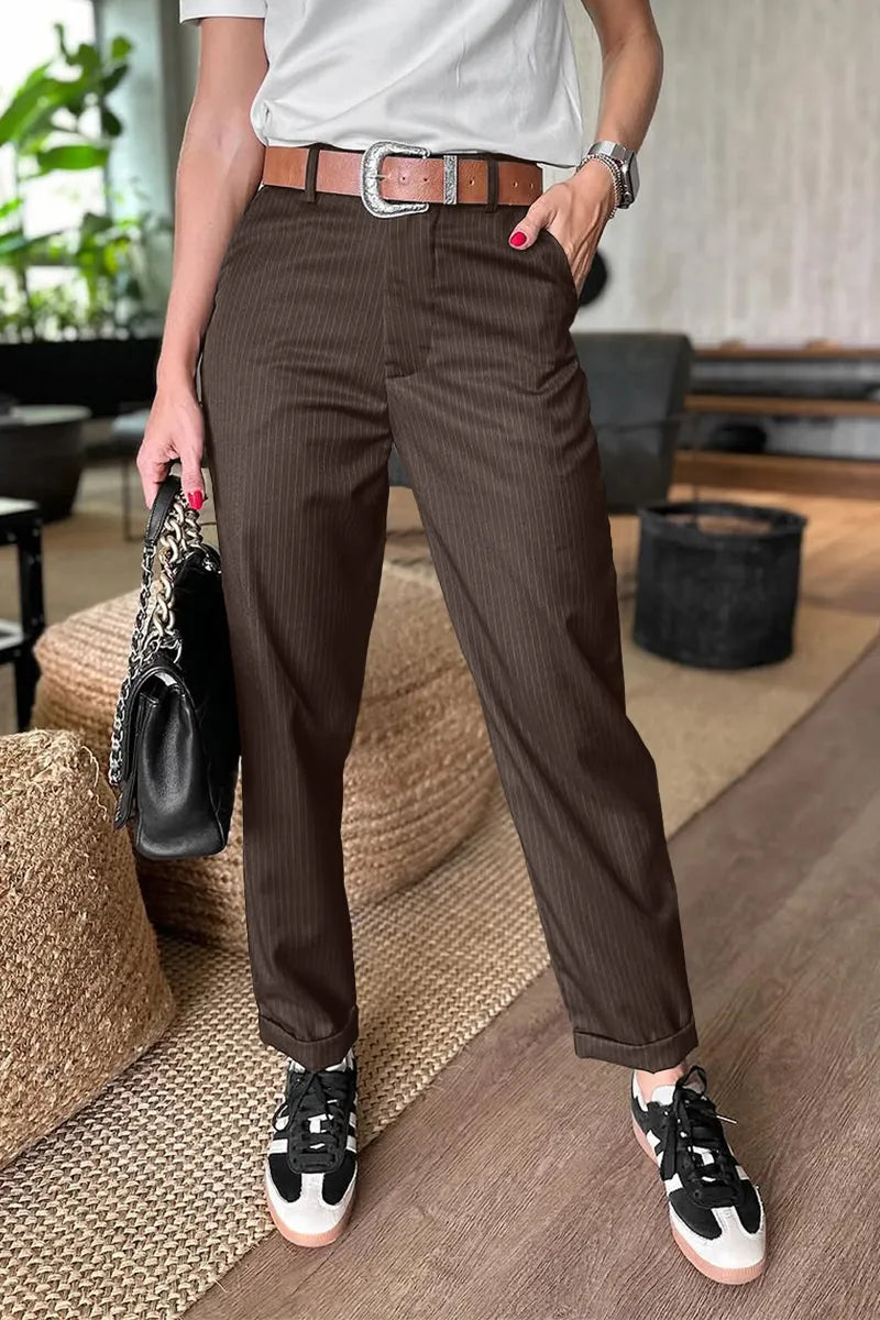 ELEGANT FIGURE-FLATTING STRIPED TROUSERS
