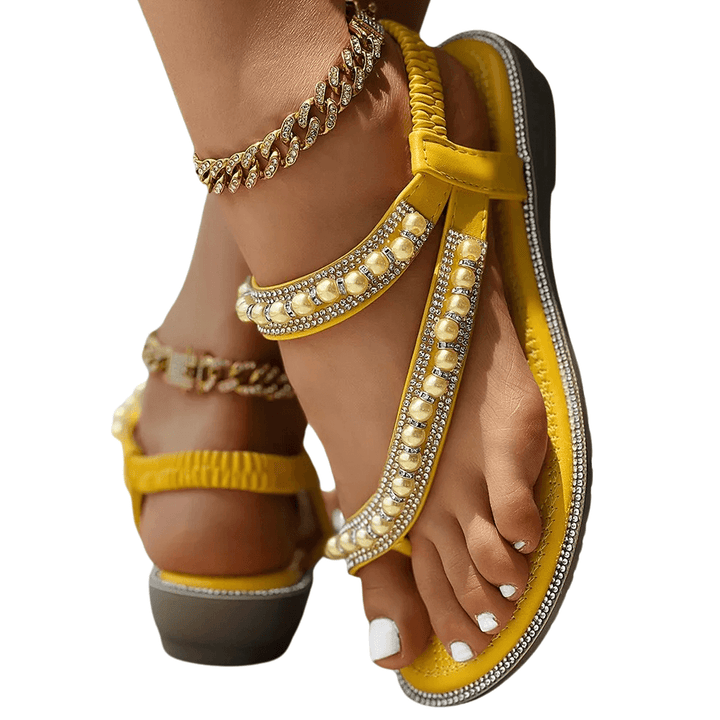 Sandalias planas Lunara con perlas de cristal
