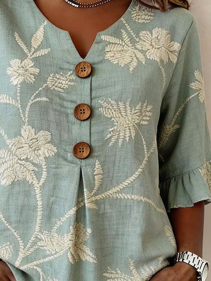 Women'S Floral Art Retro Printed Casual Top