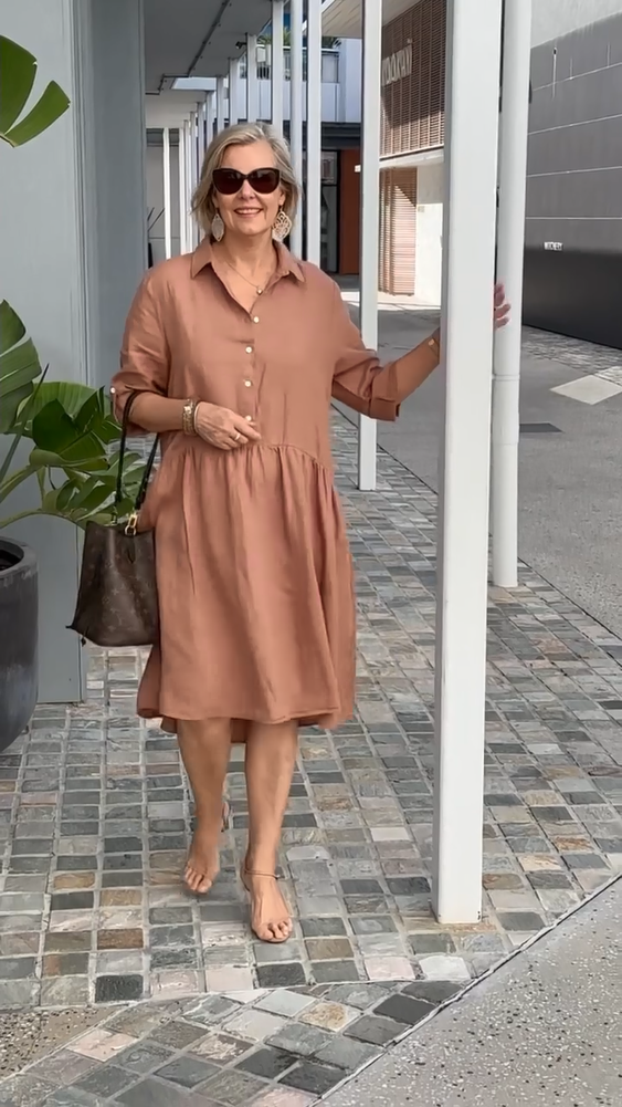 Nuevo vestido casual de lino y algodón para mujer