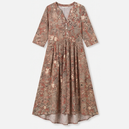 Lirenne™ – Flattering Floral Midi Dress with Pockets