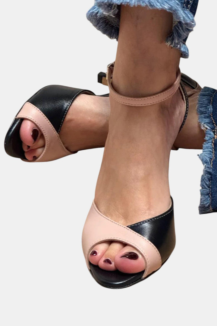 Noirella™ | Zapatos de tacón medio con pulsera en el tobillo