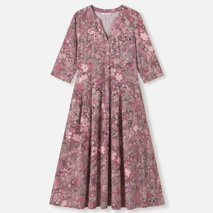 Lirenne™ – Flattering Floral Midi Dress with Pockets