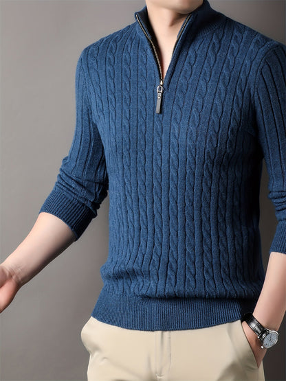 Men Ribbed Pattern Warm Winter Sweater