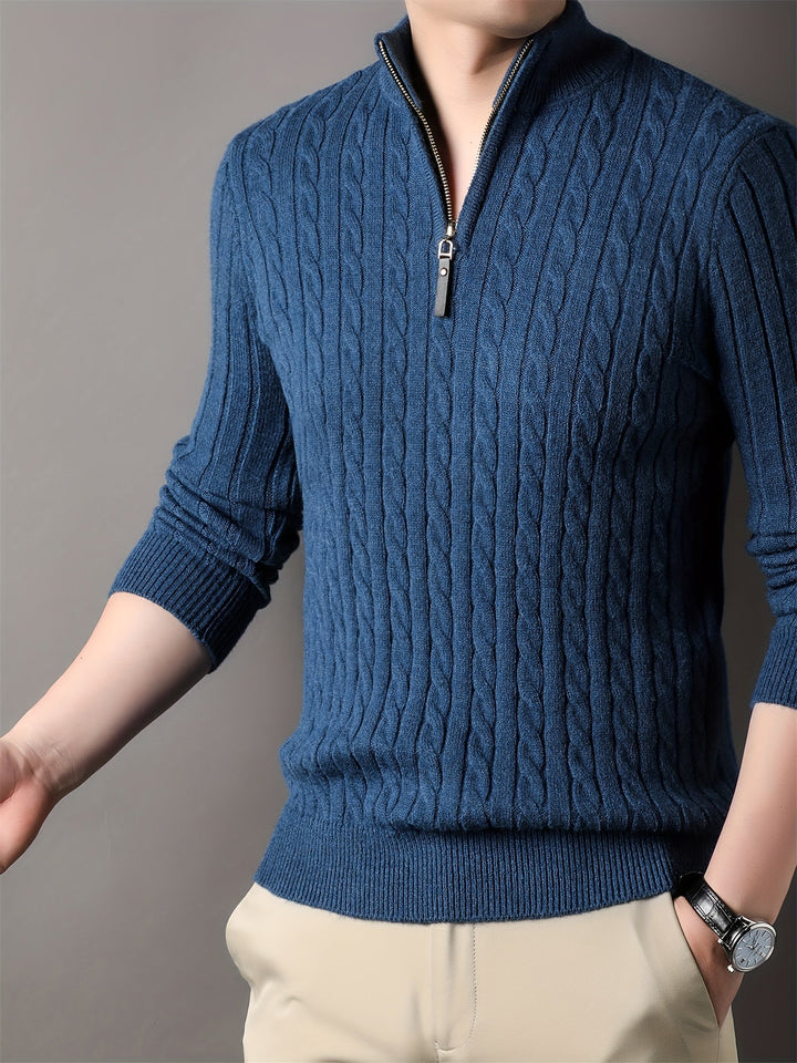 Men Ribbed Pattern Warm Winter Sweater