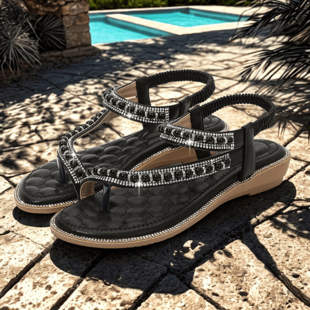 Sandalias planas Lunara con perlas de cristal