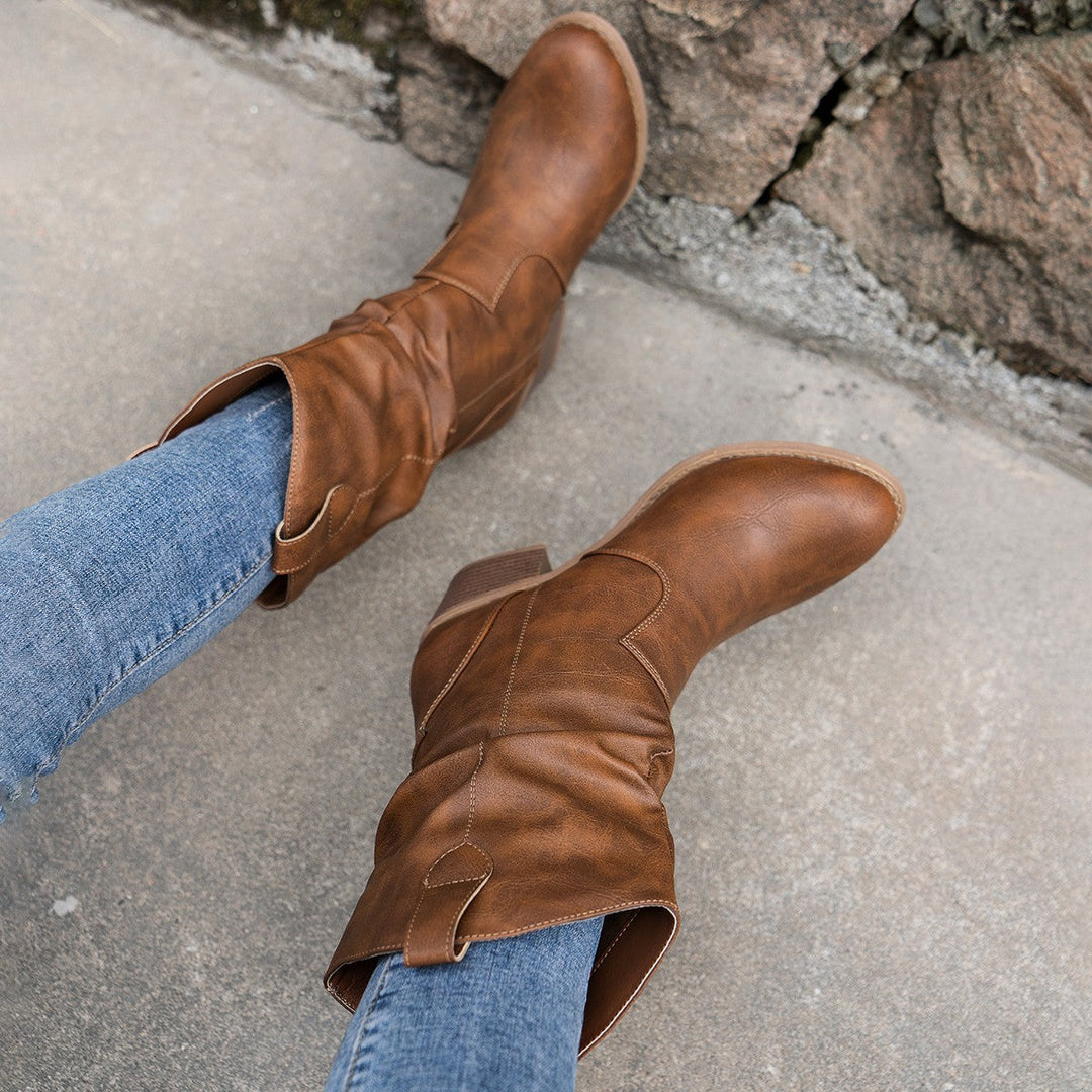 Women's Winter Cowboy-Inspired Heeled Boots
