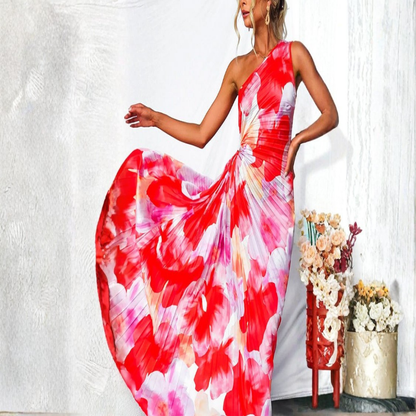 Yanira | Pleated One-Shoulder Dress