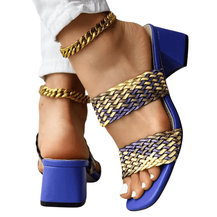 Sandalias de tacón trenzadas Colorblock Soletta