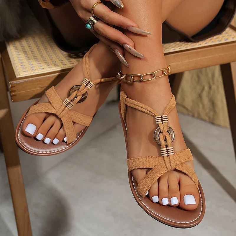Sandalias Planas Cómodas Estilo Romano
