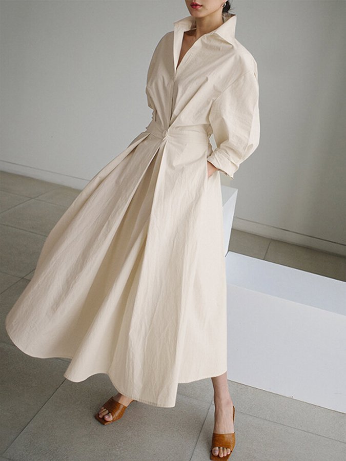 Maxivestido camisero entallado para mujer