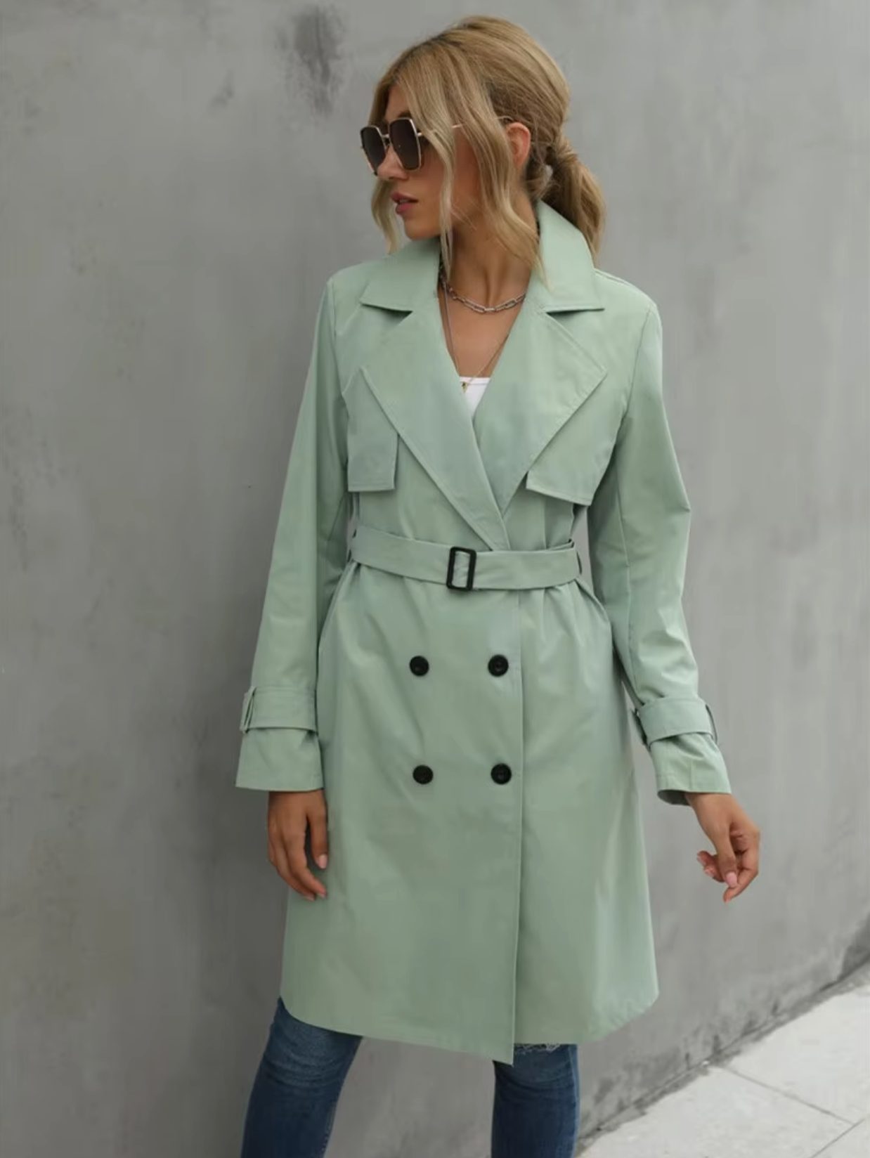 Women’s Double Breasted Belted Trench Coat
