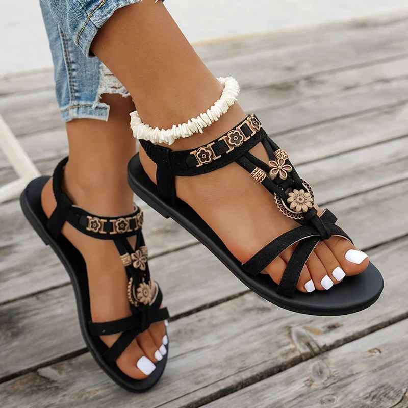 Flower Beaded Bohemian Sandals