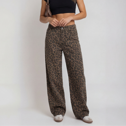 Leopard Print Wide Leg Pants