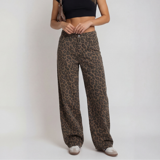 Leopard Print Wide Leg Pants