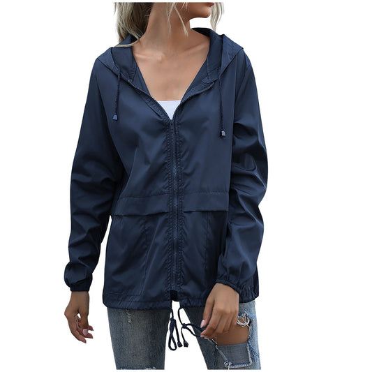Women’s Casual Hooded Zip-Up Windbreaker Jacket
