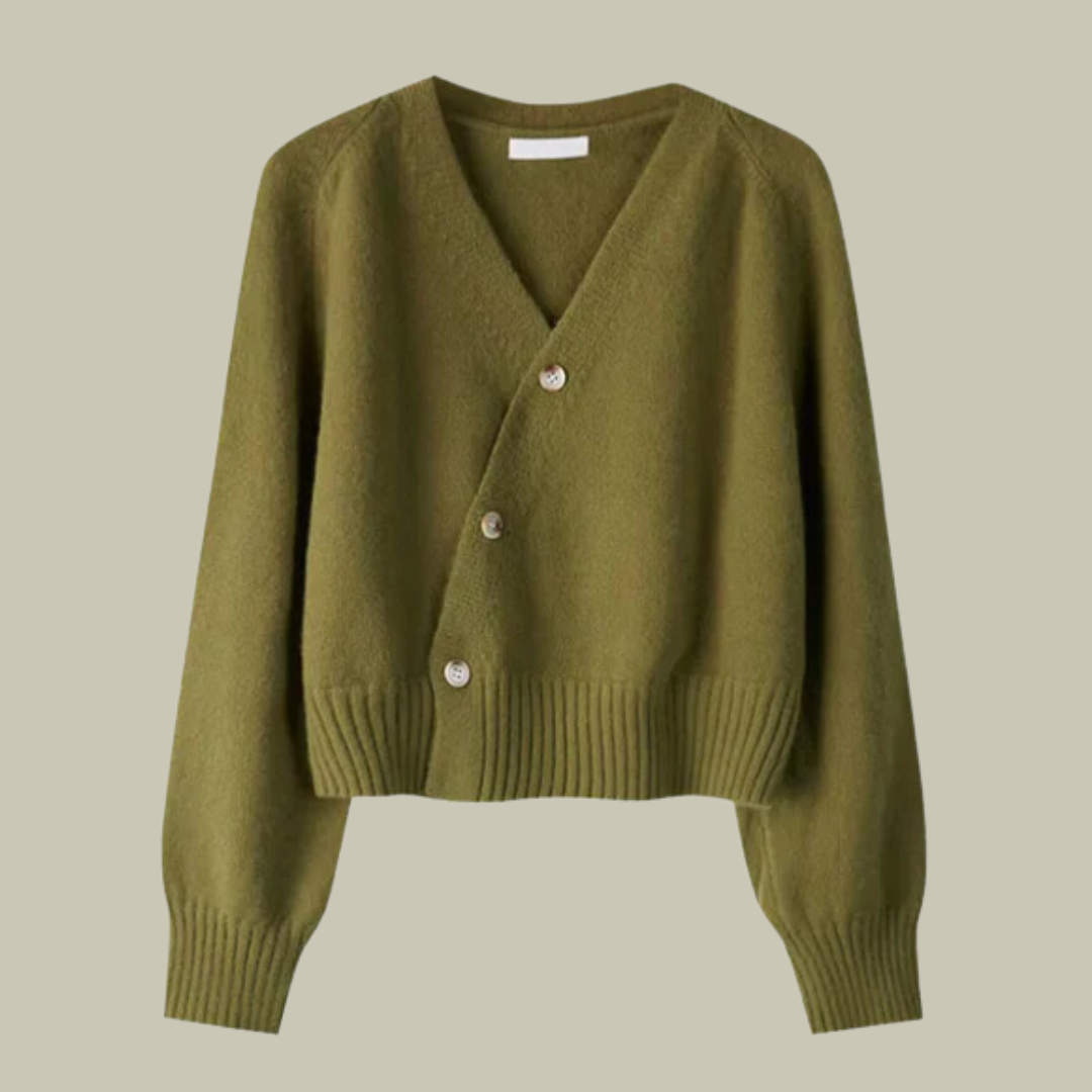 Women’s Cross Button V Neck Merino And Wool Sweaters