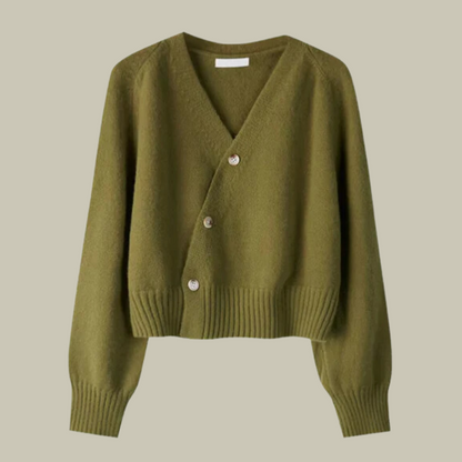 Women’s Cross Button V Neck Merino And Wool Sweaters