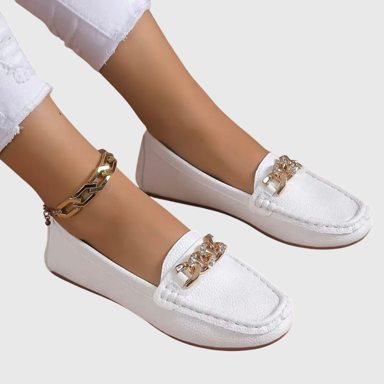 Gold Chain Comfort Slip-On Loafers