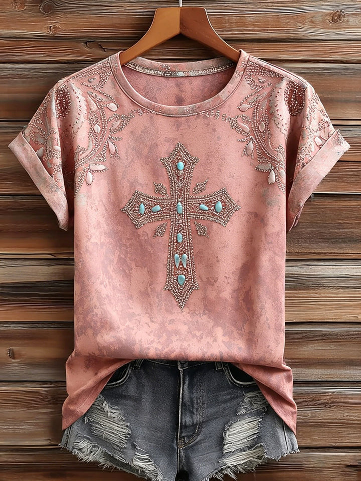 Women'S Casual Retro Western-Style Faith T-Shirt