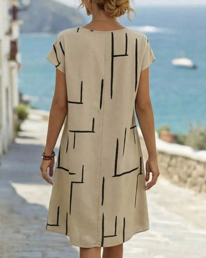 Ainee – Summer Dress with Round Neckline and Print
