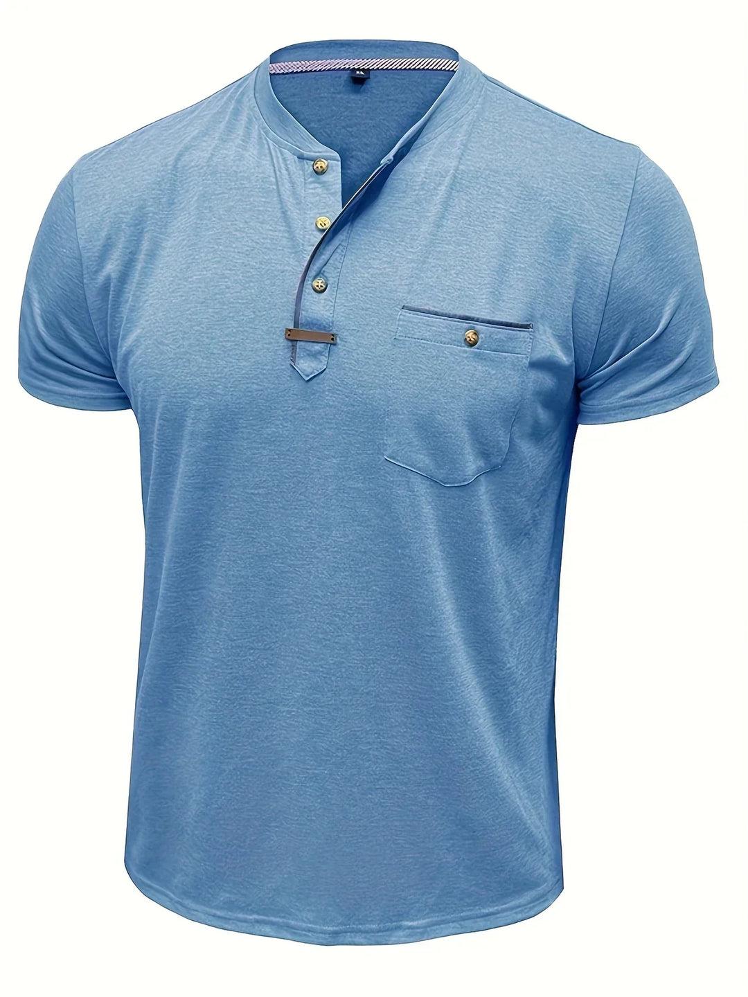 Camisa Clásica de Cuello Redondo con Bolsillo
