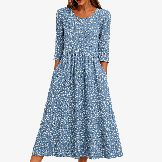 Blue Meadow Easy-Wear Floral Midi Dress