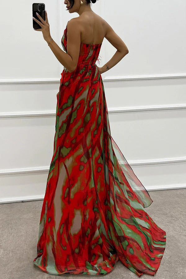 Women’s One Shoulder Slit Maxi Dress
